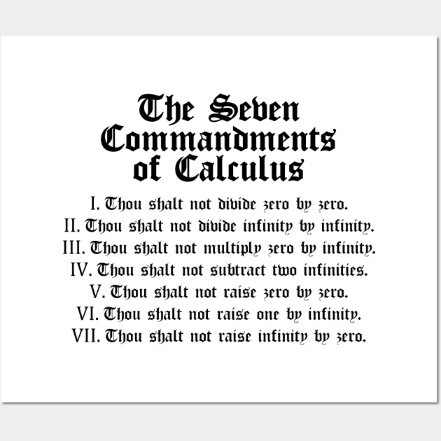 The Seven Commandments of Calculus (Black) Wall Art by inotyler